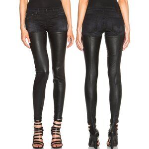 R13 Leather & Denim Chaps Black Pants 26 Skinny-Leg